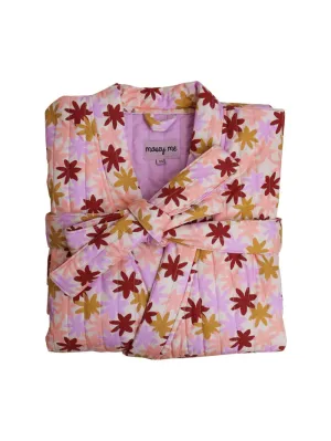 Mosey Me Peach Floral Quilted Robe