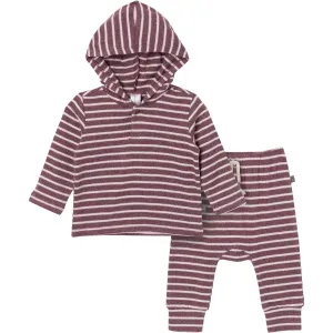 2-Piece Baby Girls Rose Hooded Brushed Hacci Set