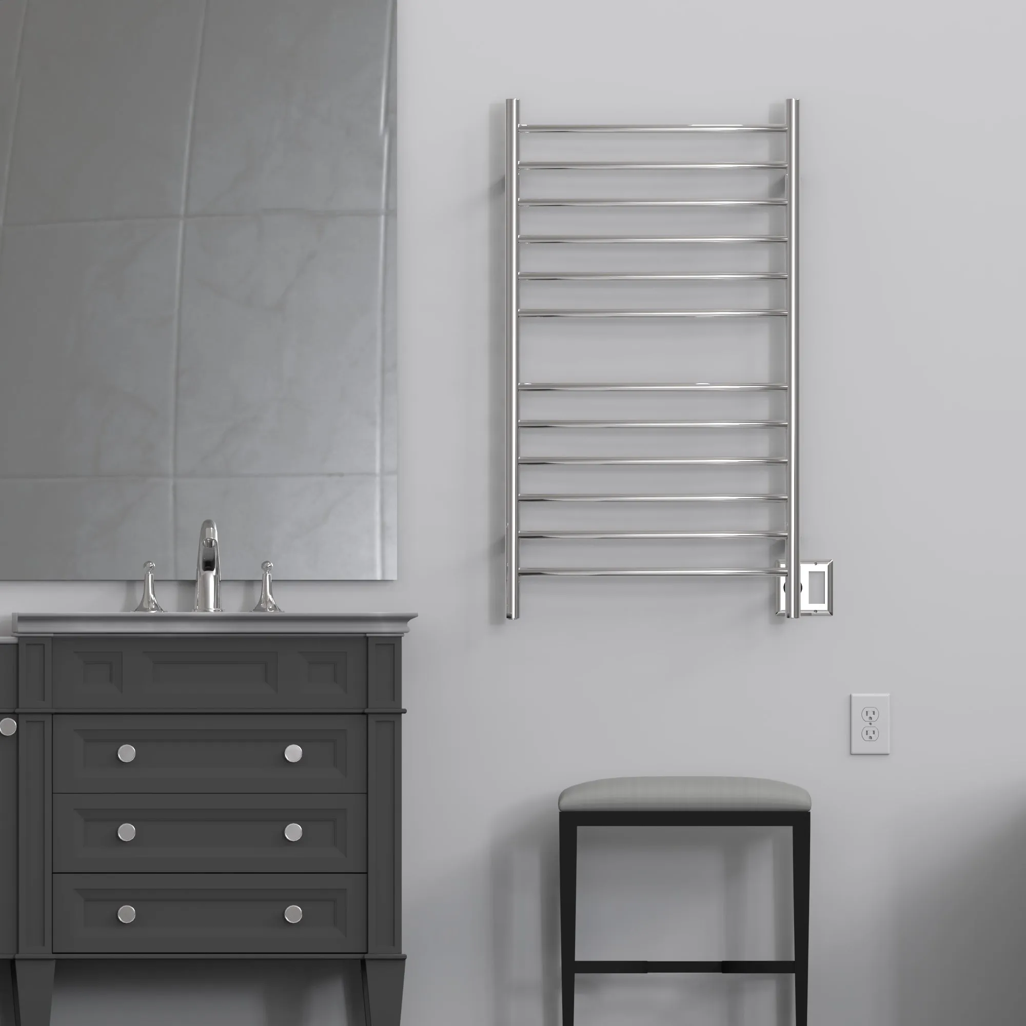 Amba RWHL-CP Radiant Large Hardwired   Plug-in Combo Curved 12 Bar Towel Warmer in Polished