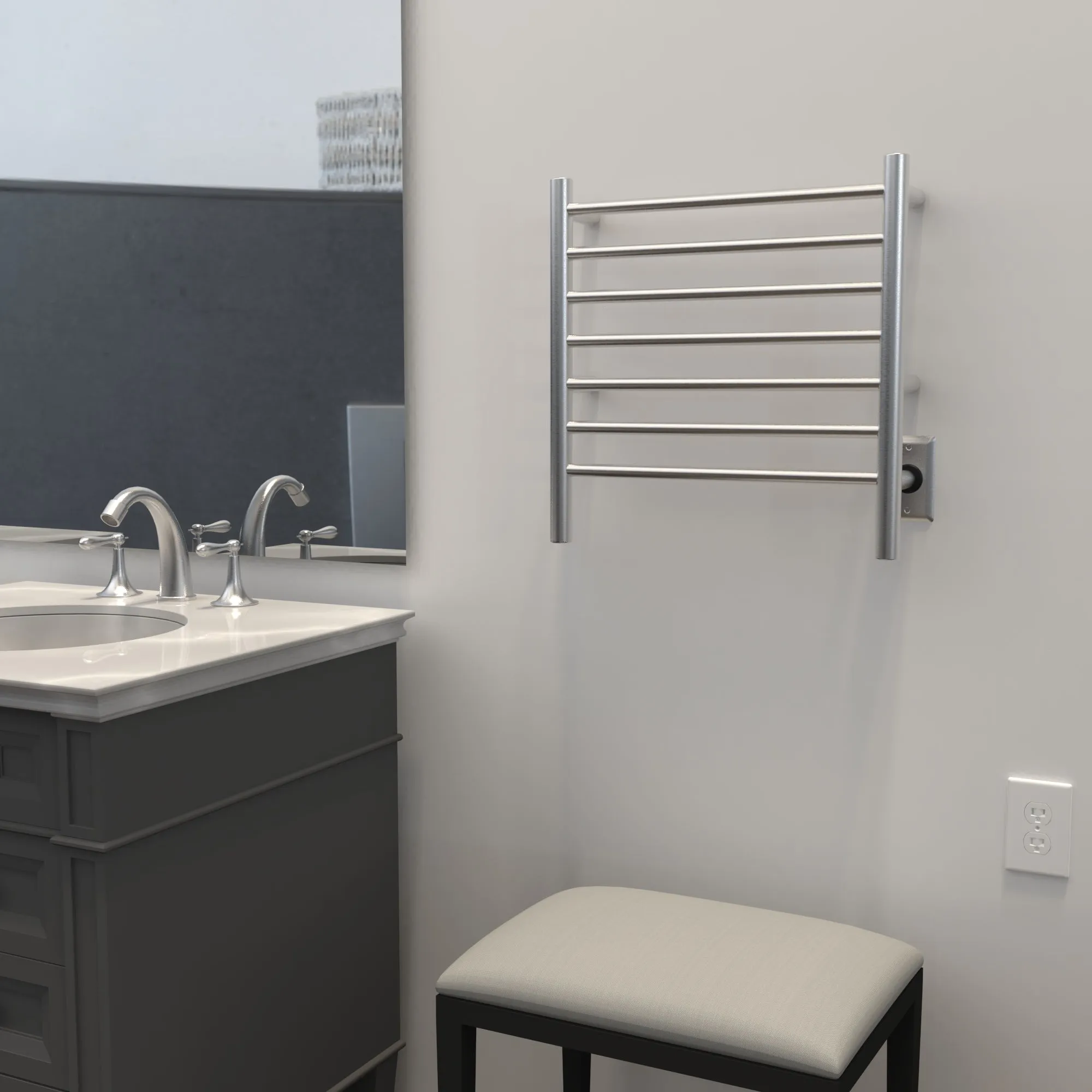 Amba RWHS-SB Radiant Small Hardwired   Plug-in Combo 7 Bar Towel Warmer in Brushed