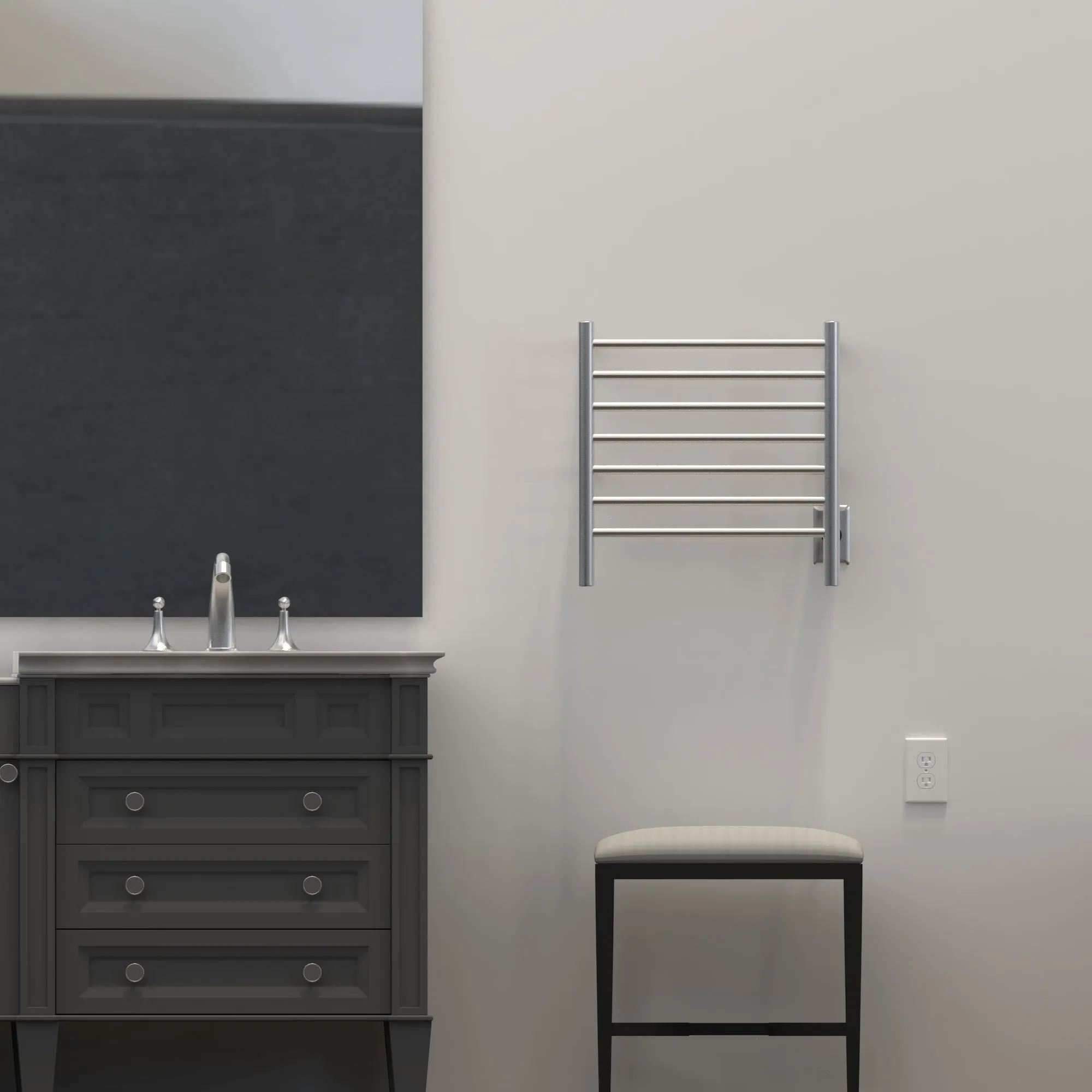 Amba RWHS-SB Radiant Small Hardwired   Plug-in Combo 7 Bar Towel Warmer in Brushed