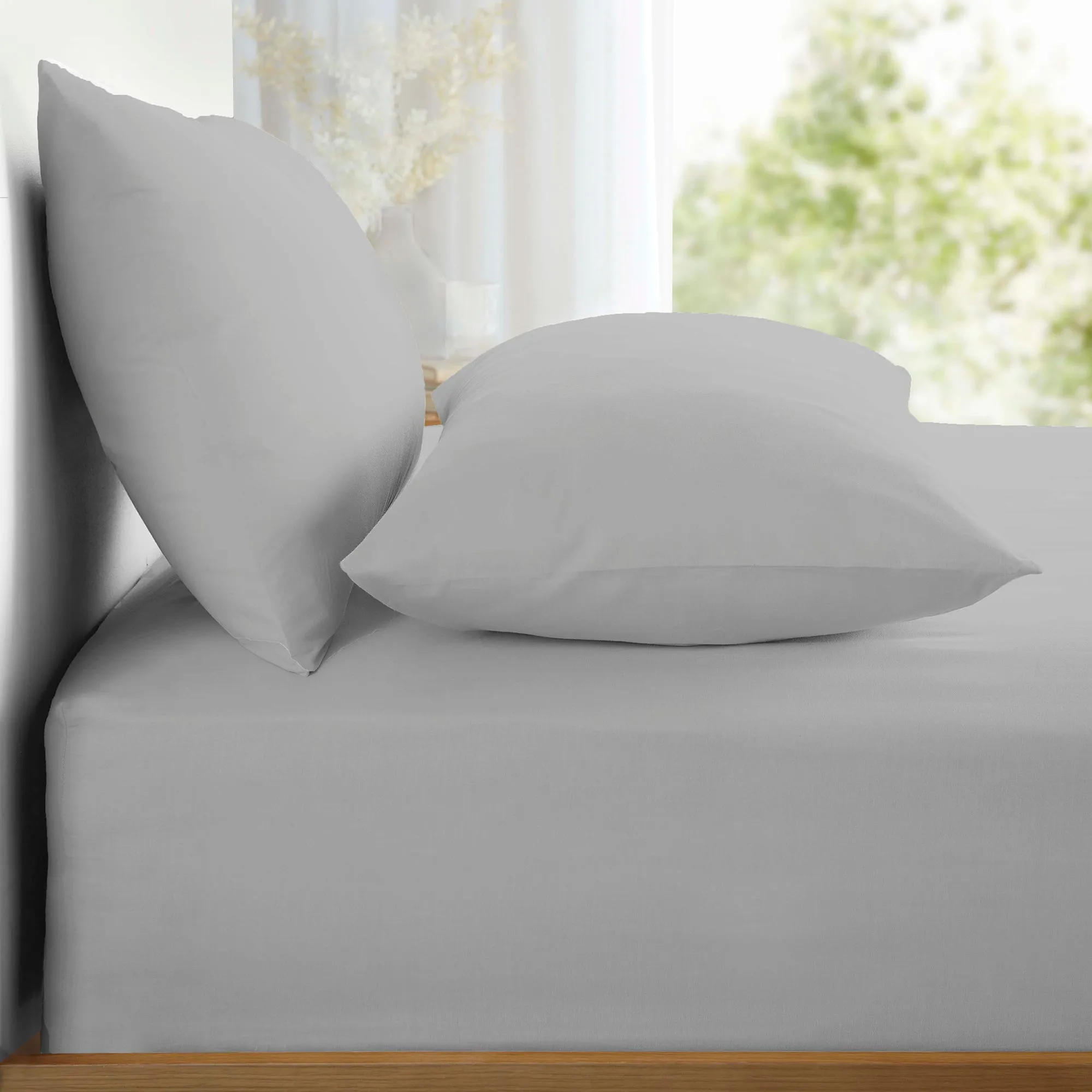 Appletree Pure Cotton Pair of Housewife Pillowcases - Silver