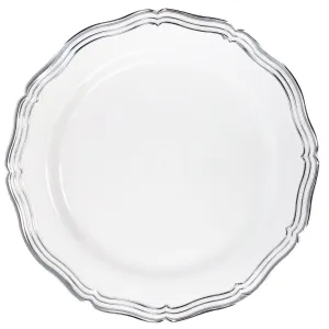 Aristocrat Collections Dinner Plate White & Silver 10"