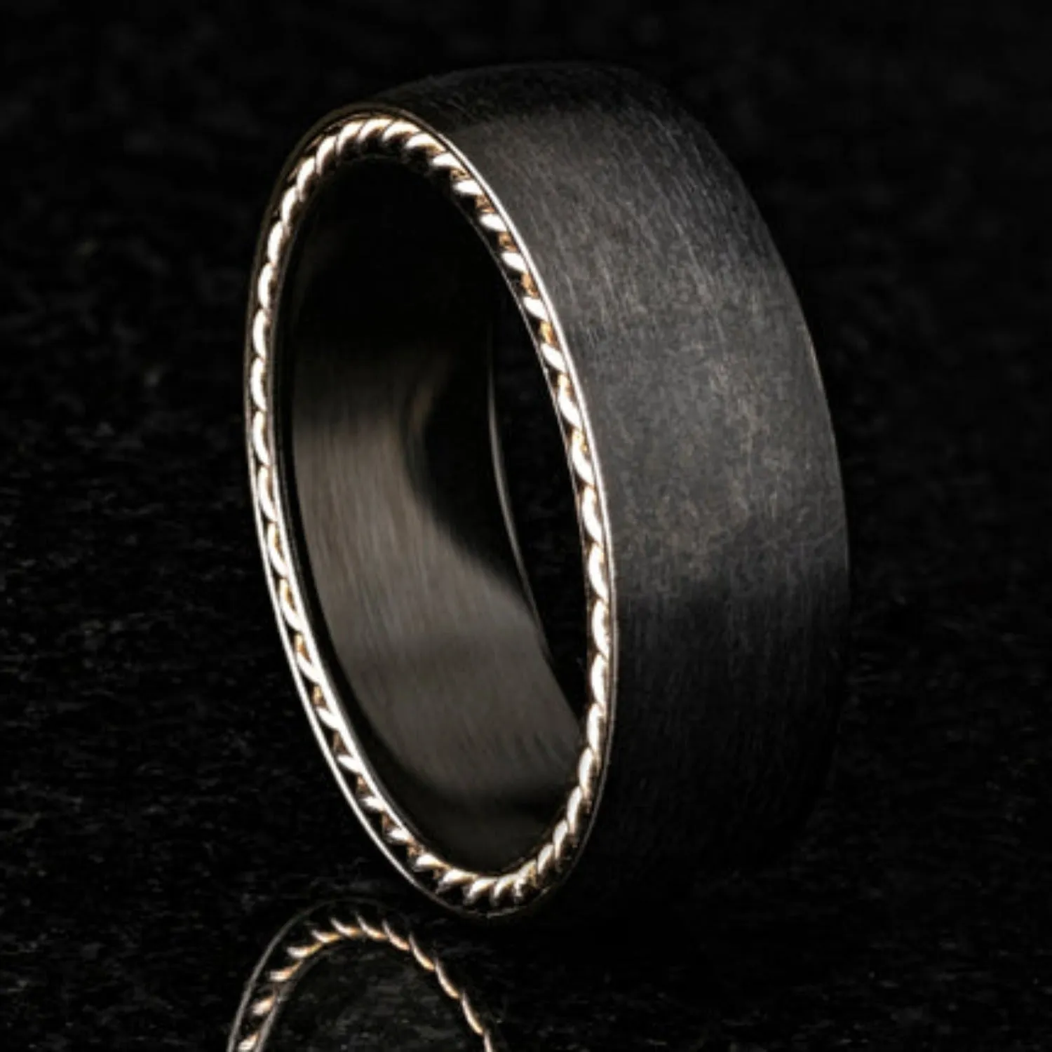 Benchmark "The Port" 7.5MM Black Titanium Wedding Band