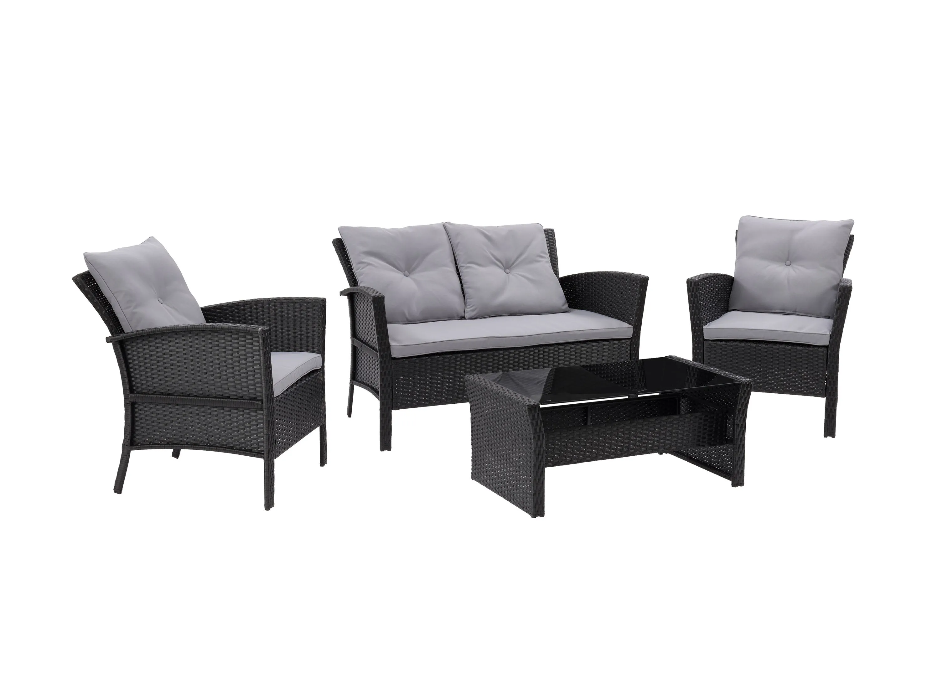 Black and Grey 4pc Wicker Patio Set