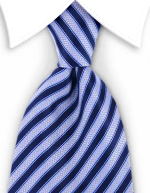 Blue and Silver Striped 4" Wide Necktie