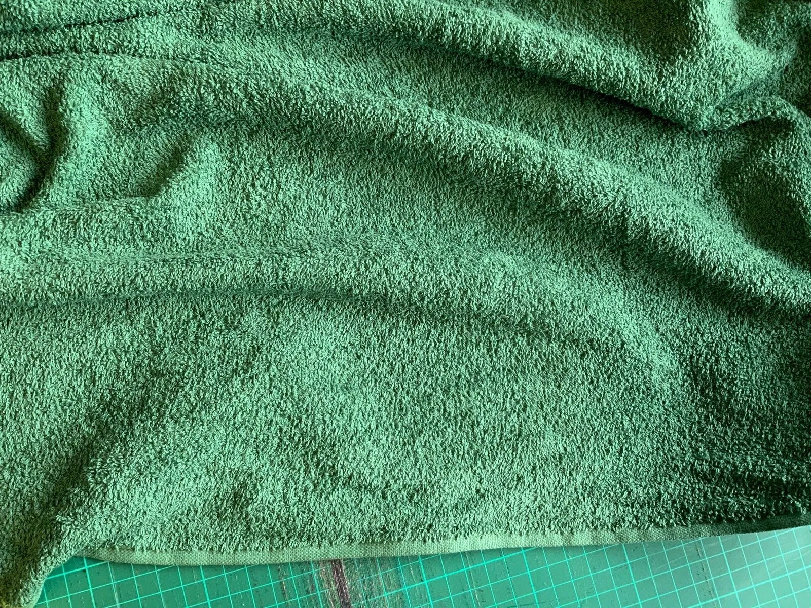 BOTTLE GREEN - Pure Cotton Thick LUXURY TOWELLING Fabric 400 gsm