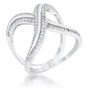 Christa CZ Rhodium Fashion X Ring | 0.4ct