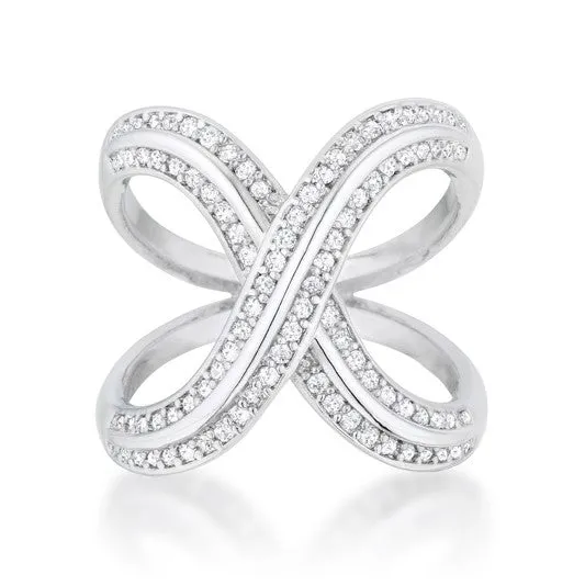 Christa CZ Rhodium Fashion X Ring | 0.4ct