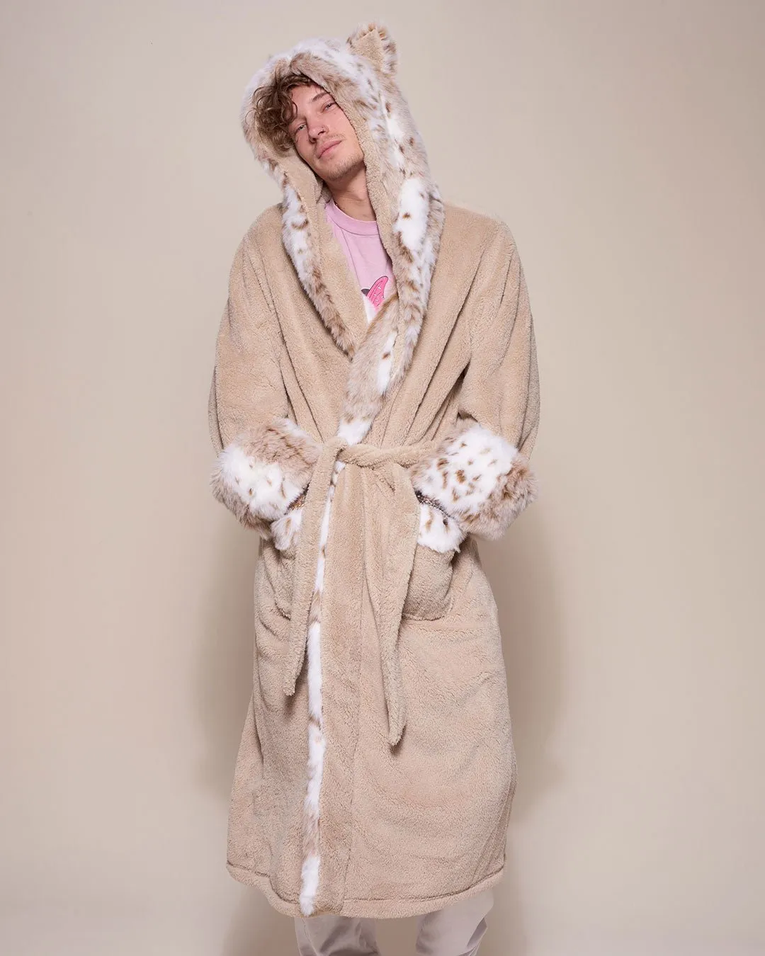 Classic Men's Luxury Beige Robe | Snow Leopard