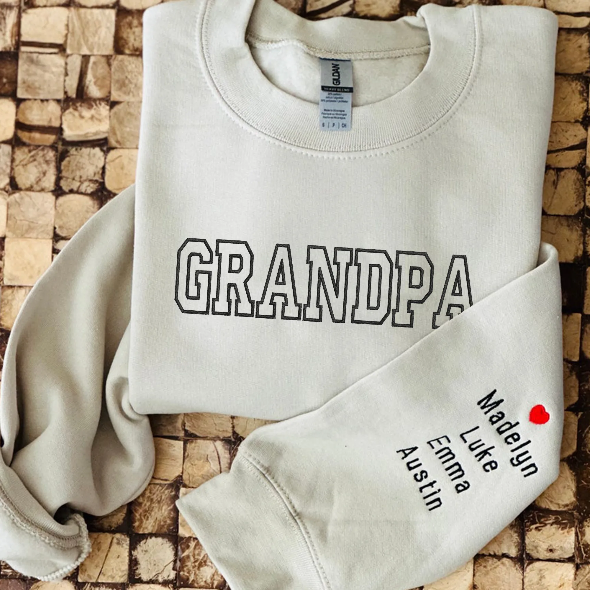 Custom Mama Neutral Varsity Sweatshirt or Hoodie - Embroidered