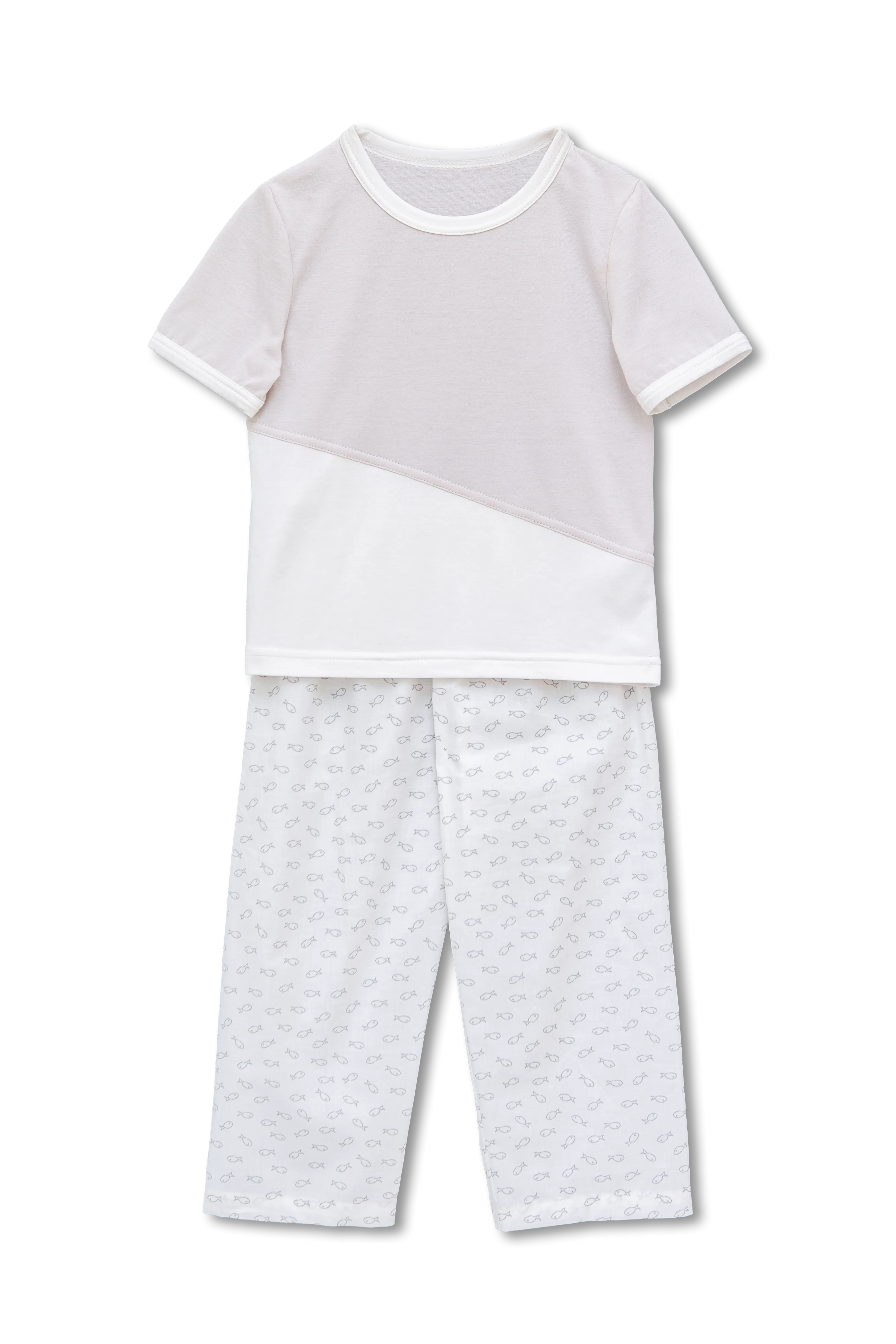 DENIS - BOYS' PYJAMA SET WITH GRAY FISH PRINT