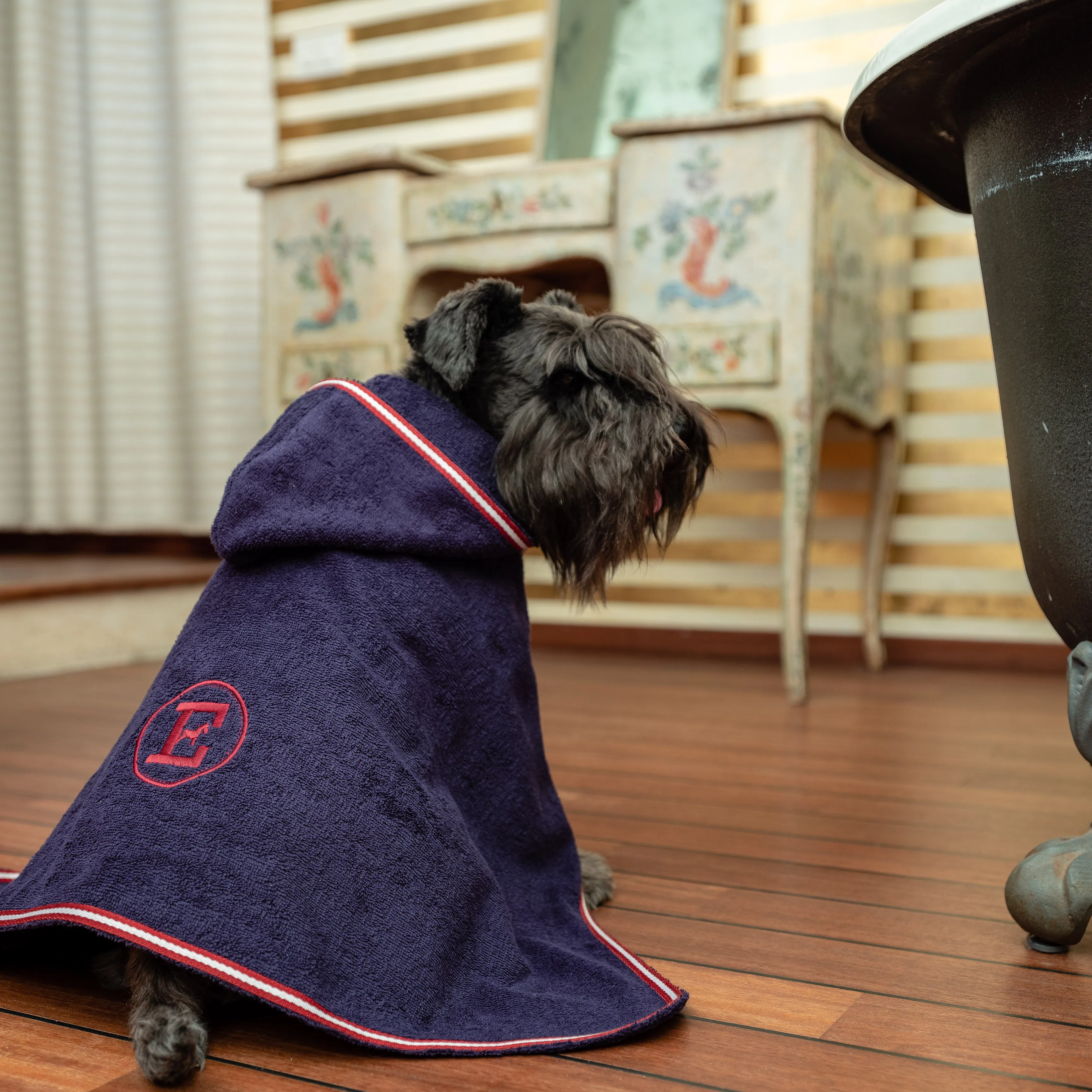 Emma Firenze Dog Bathrobe in Pearl Grey or Navy