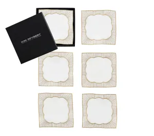 Frame Cocktail Napkin in White Gold & Silver Set of 6 in a Gift Box by Kim Seybert