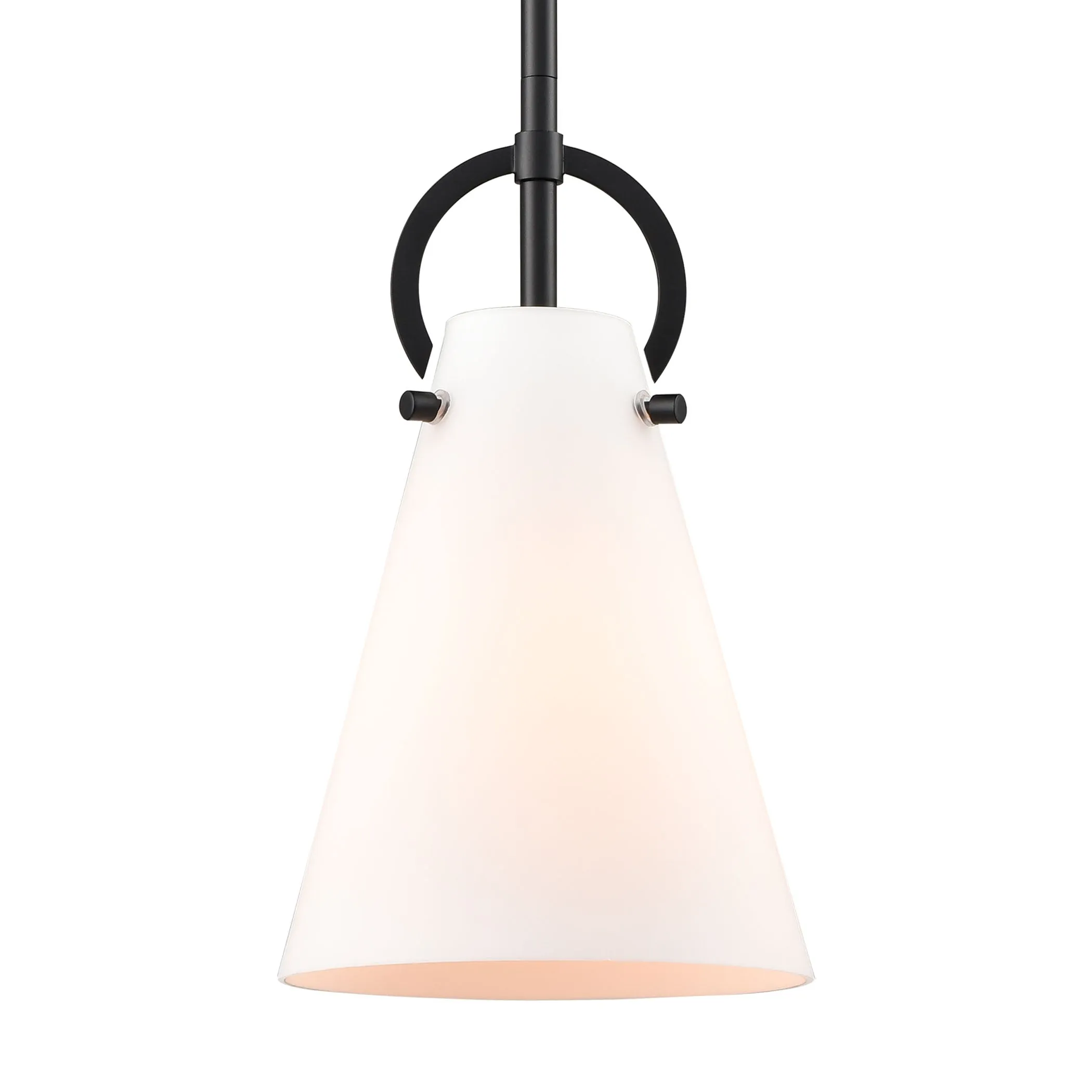 Gabby 7" 1 Light Mini Pendant in White Opal Glass & Matte Black