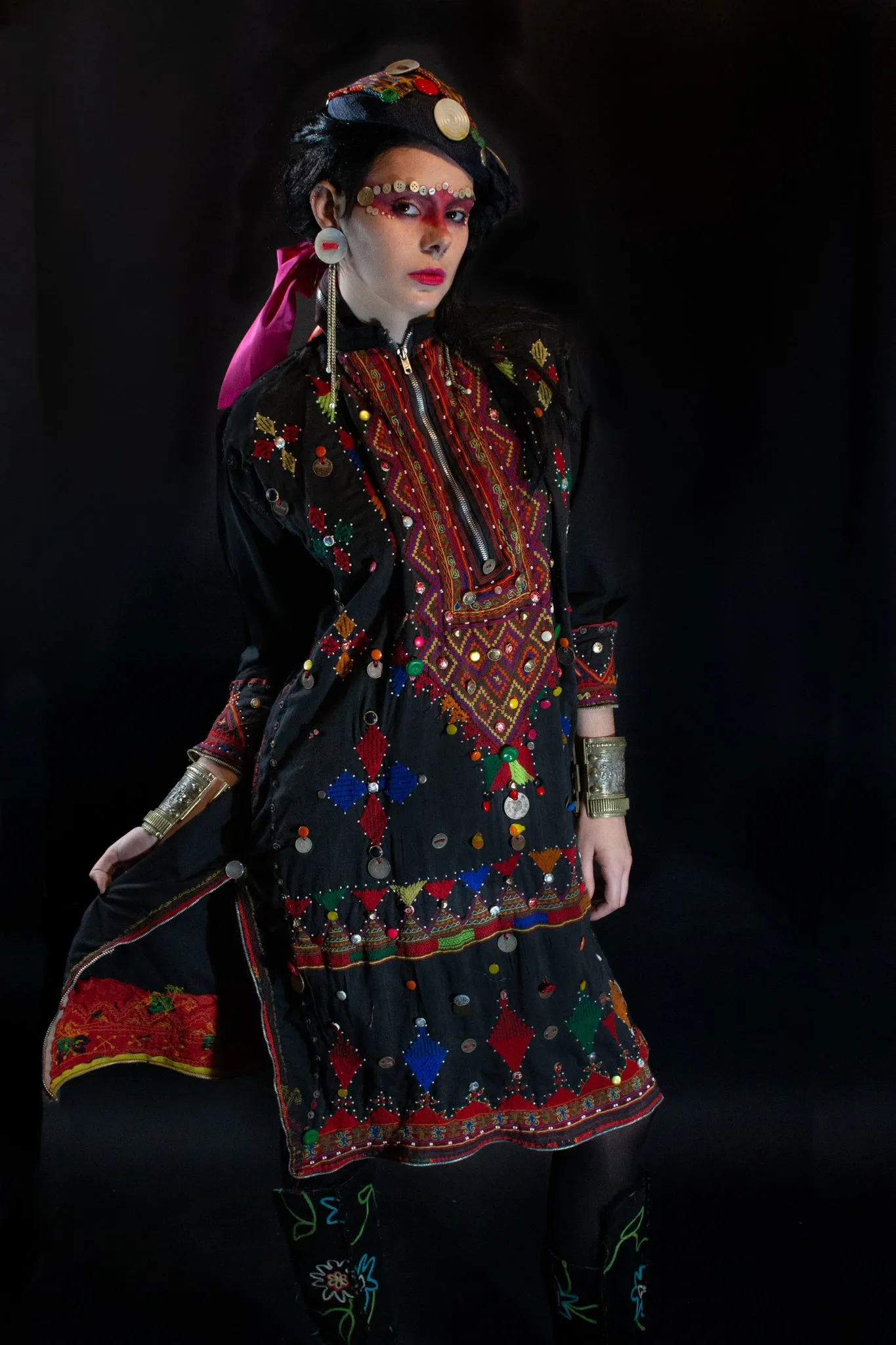 Indus Kohistani Embroidered Tunic with Chevron Design