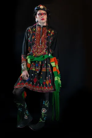 Indus Kohistani Embroidered Tunic with Chevron Design