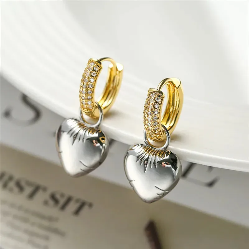 JC - ashion Stud Earrings: Asymmetric crystal pendants in European-American style for women