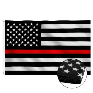 Jetlifee 3x5 Ft Embroidery Black White Thin Red Line American Flag