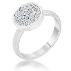 Krystal CZ Pave Circle Silvertone Ring | 0.2ct