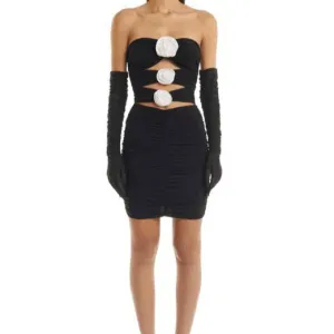 Lassie Strapless Cut Out Heart Embellished Mini Dress