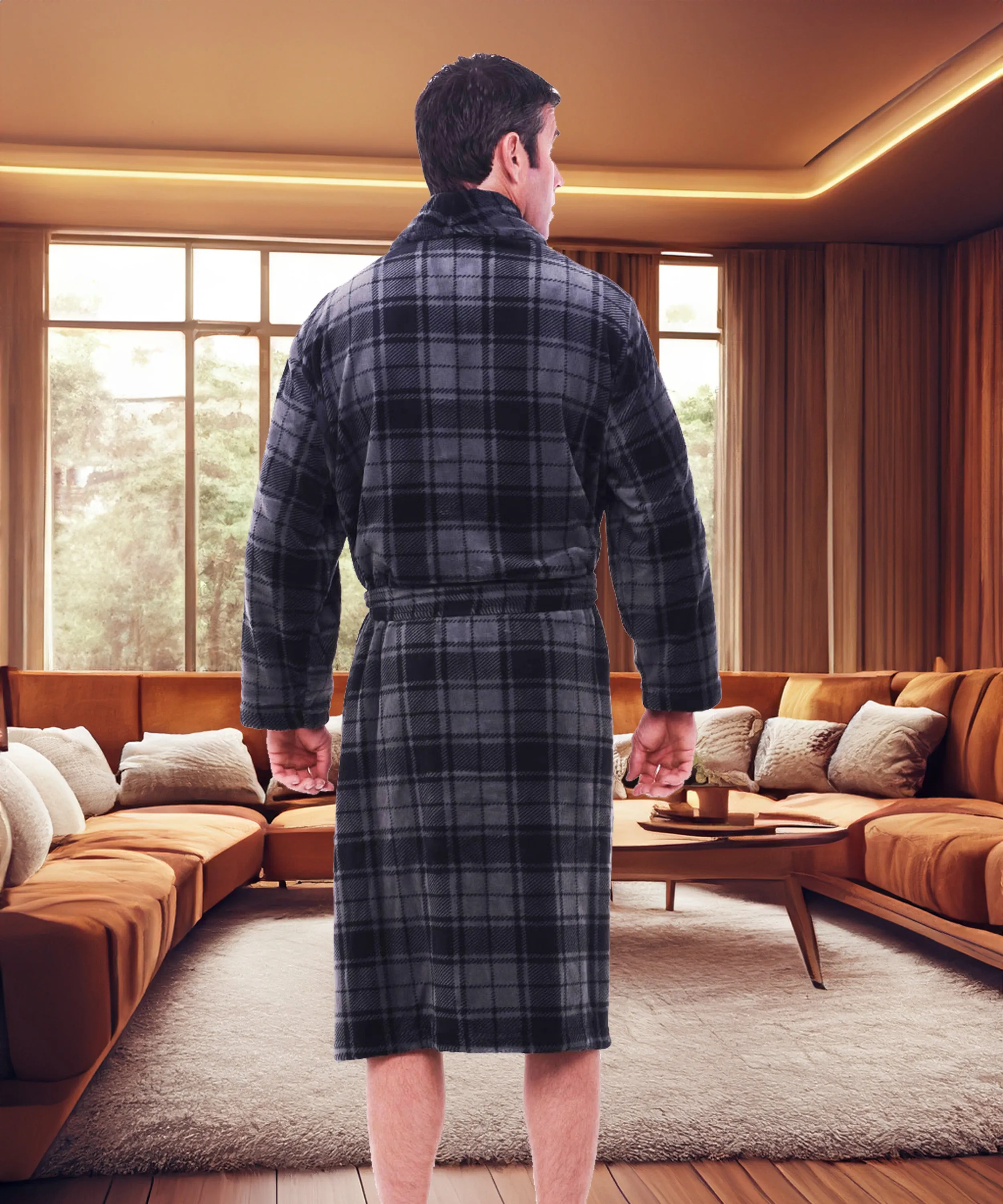 Men's Classic Winter Robe, Plush Fleece Bathrobe