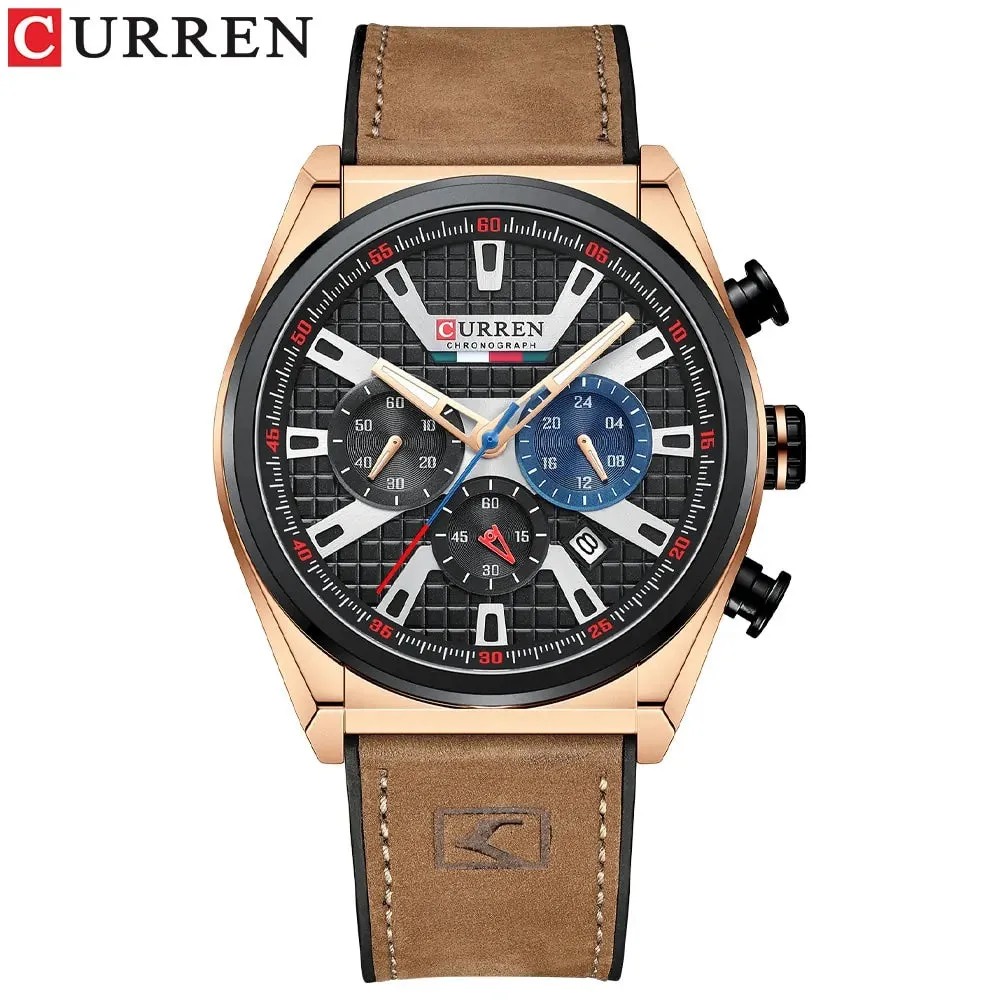 Men's Trendy Quartz Leather Wristwatch