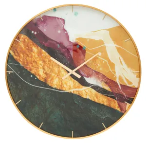 Metal & Glass Abstract Fluid Art Wall Clock