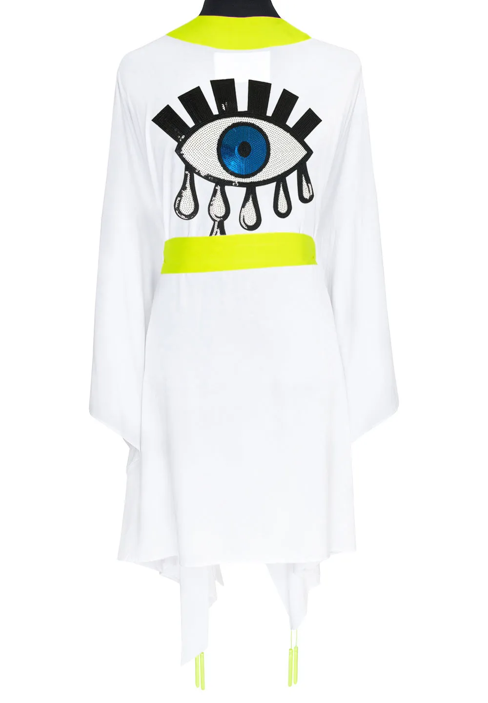 Monochrome - White Kimono Evil Eye (Neon Yellow)