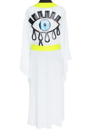 Monochrome - White Kimono Evil Eye (Neon Yellow)