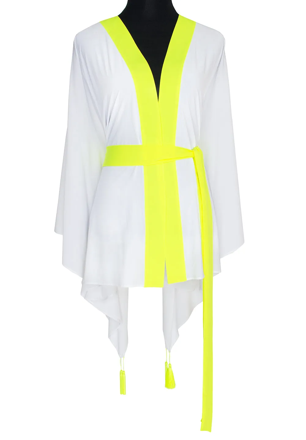 Monochrome - White Kimono Evil Eye (Neon Yellow)