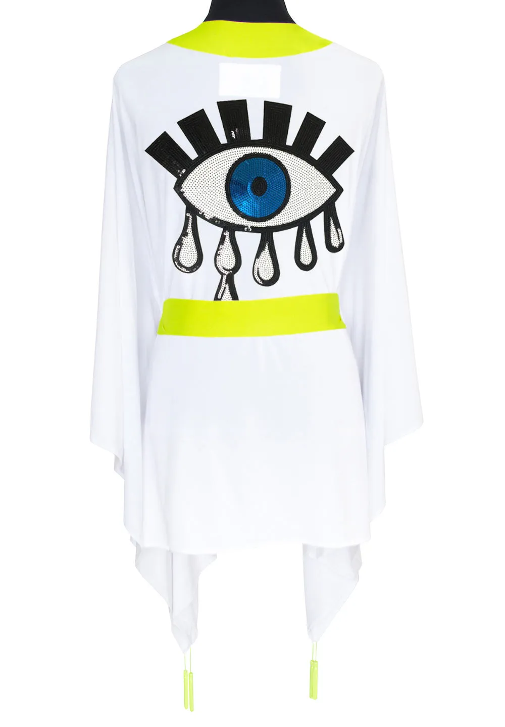 Monochrome - White Kimono Evil Eye (Neon Yellow)