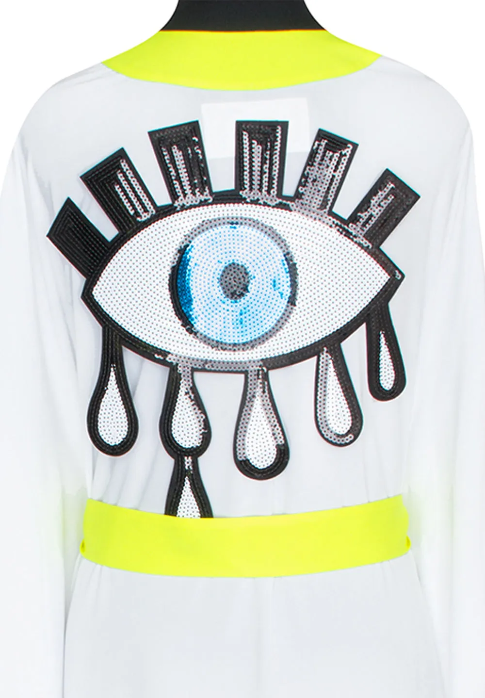 Monochrome - White Kimono Evil Eye (Neon Yellow)