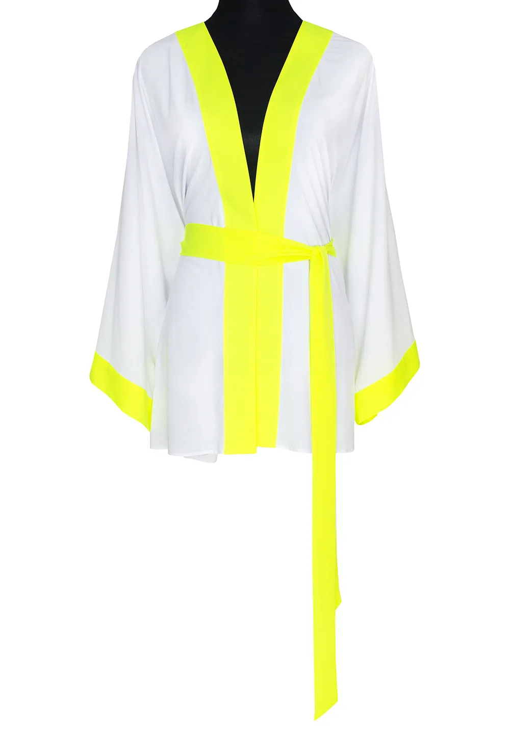 Monochrome - White Kimono Evil Eye (Neon Yellow)