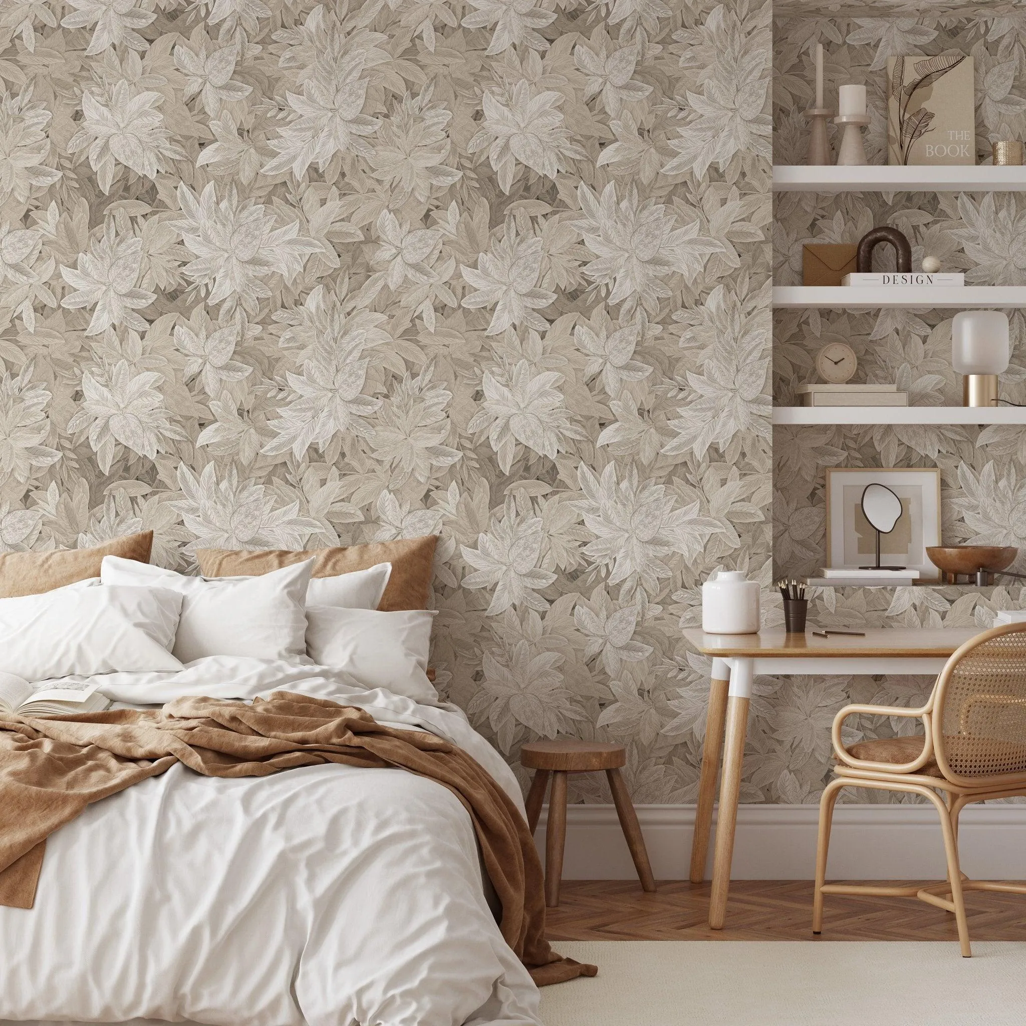 Neutral Tones Foliage Wallpaper