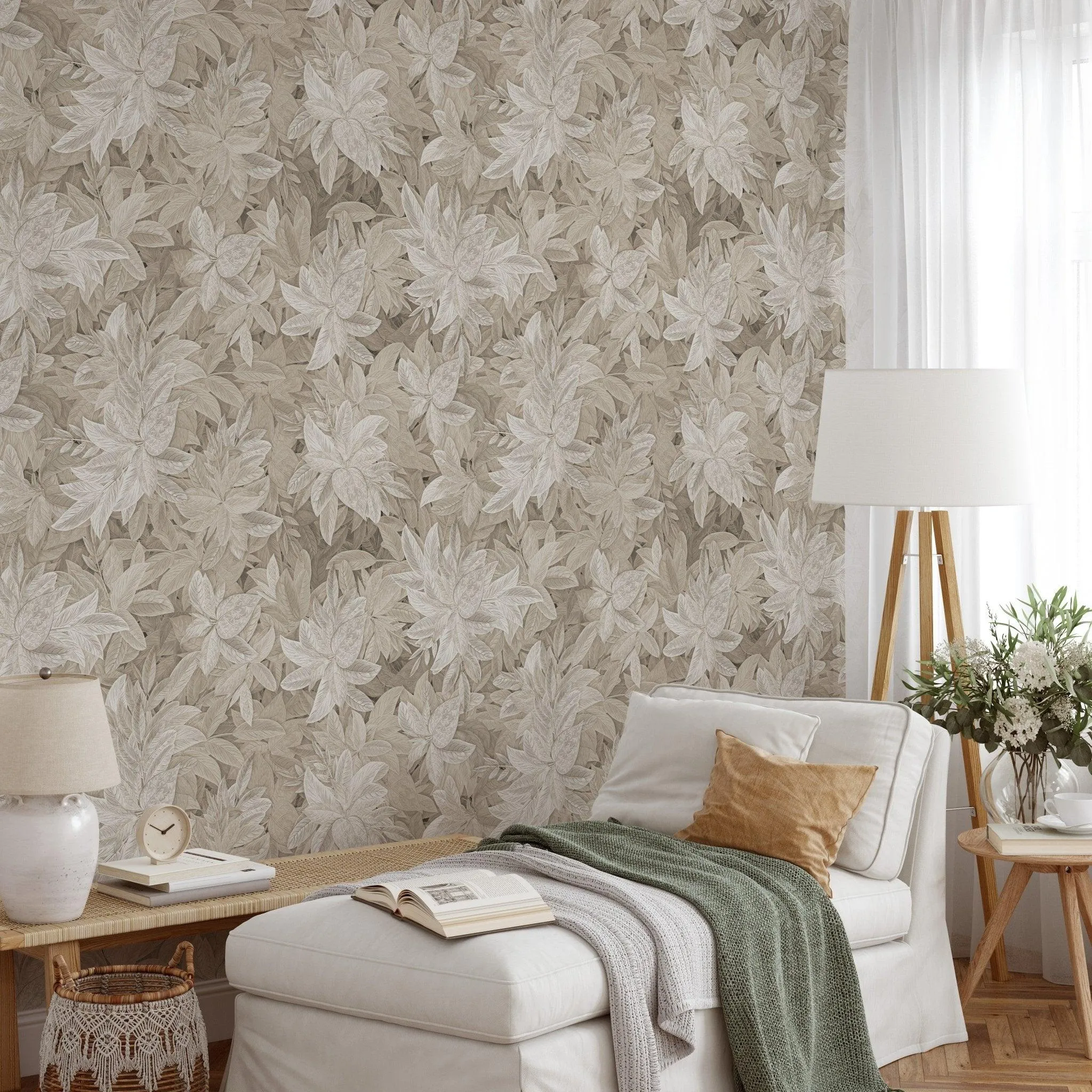 Neutral Tones Foliage Wallpaper