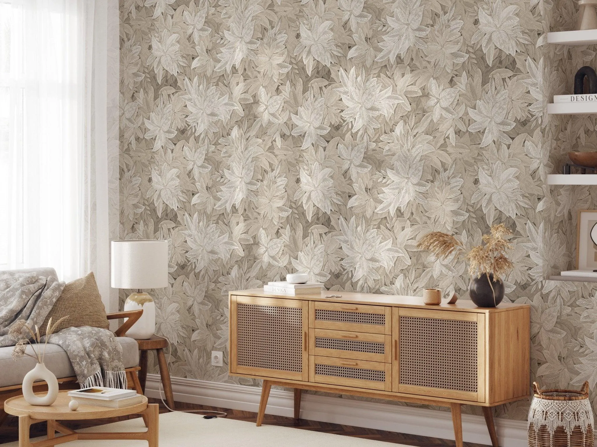 Neutral Tones Foliage Wallpaper