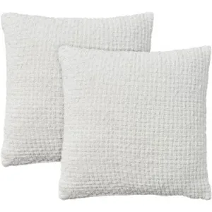 New - Mina Victory Lifestyle Woven Chenille 18" x 18" Set of 2 Indoor Throw Pillow White