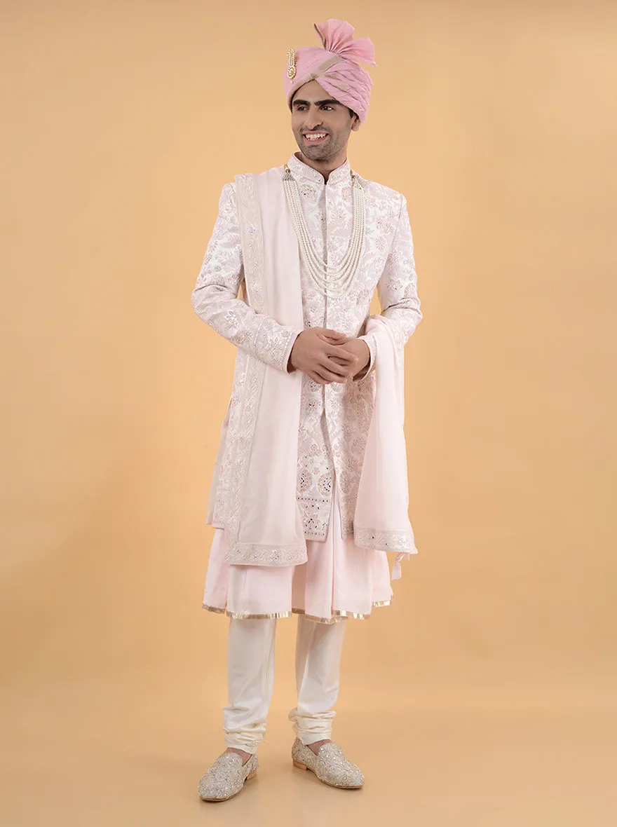 Off White & Pink  Sherwani | TULA