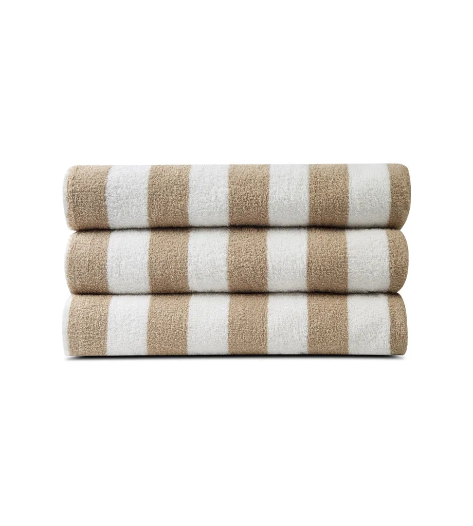 Pack of 12 Pool Towels Beige Stripes ( 30x66 Inch) 15 lb/dz