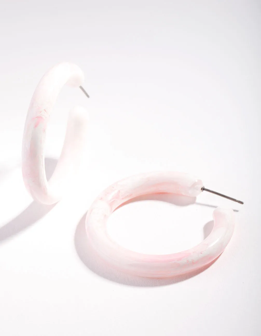 Pink Marble Acrylic Hoop Earrings