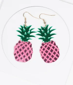 Pink Pineapple Drop Earrings