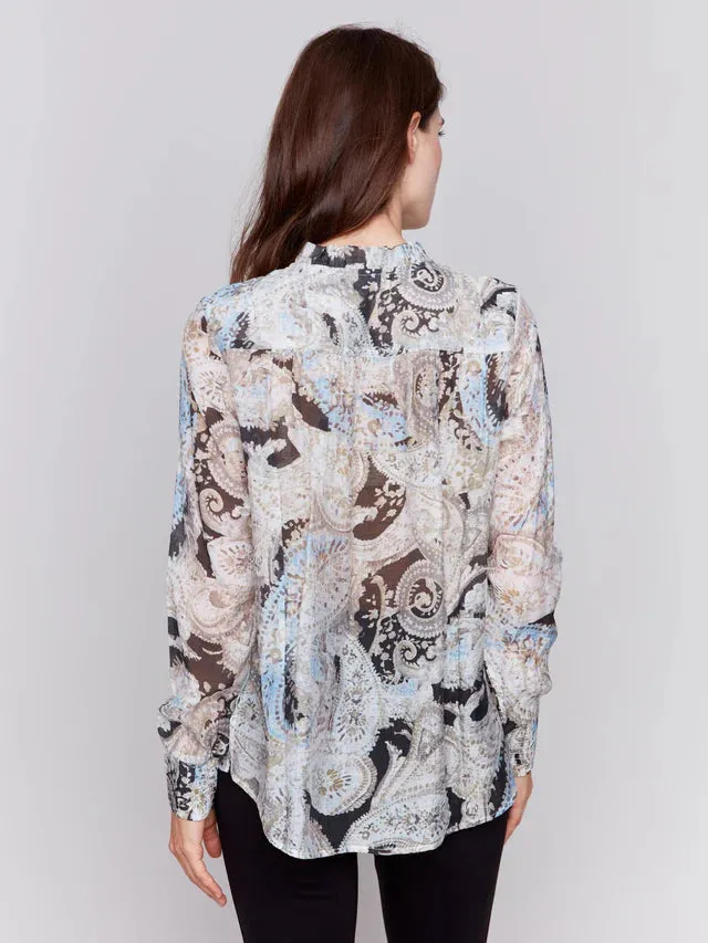 PRINTED VOILE BLOUSE