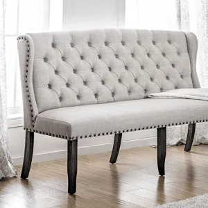 SANIA I Antique Black, Ivory 3-Seater Love Seat Bench, Ivory