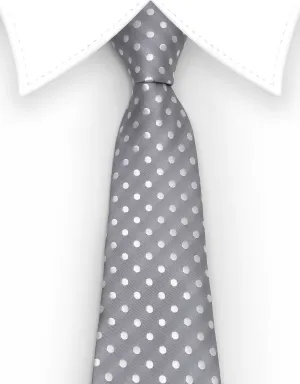 Silver and White Polka Dot Necktie