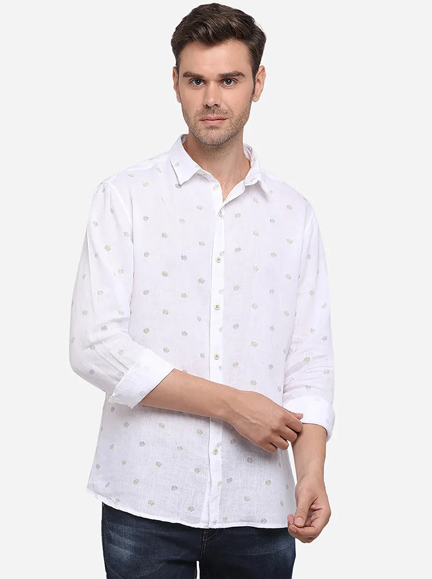 Snow White Printed Slim Fit Casual Shirt | JadeBlue