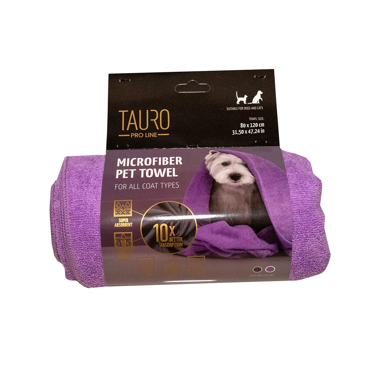 Tauro Pro Line microfiber towel for pets, purple