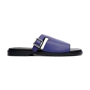 Toshi - Men's Blue Pebble Grain Leather Slipper