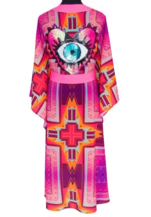 Tribal - Pink Kimono Evil Eye (Neon Pink)