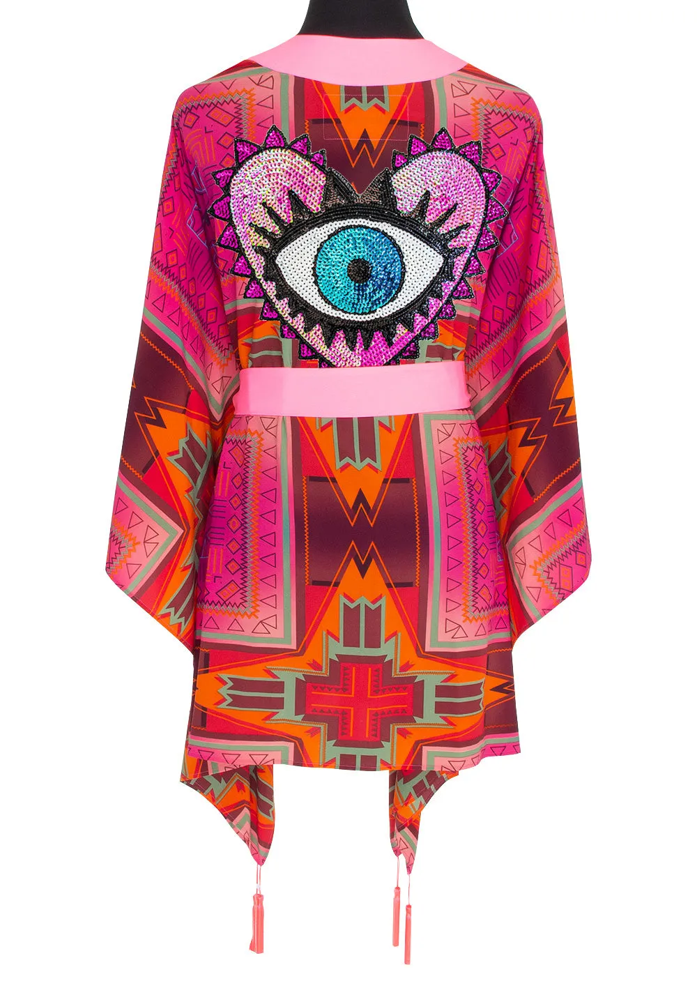 Tribal - Pink Kimono Evil Eye (Neon Pink)